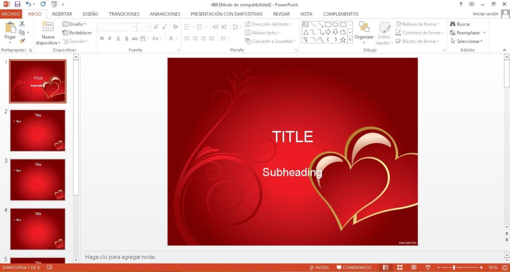 Plantilla de romance, pasión, amor para power point.
