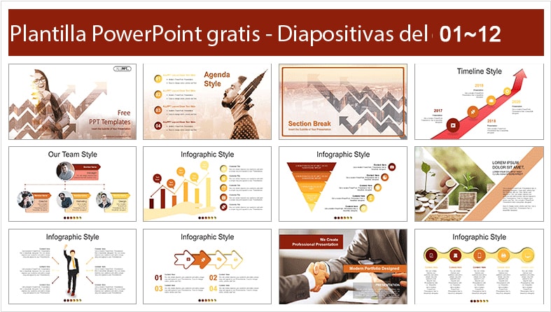 Rising arrows template for PowerPoint free.