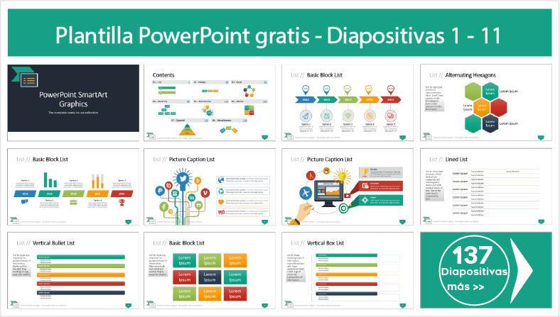 Gráficos SmartArt para Power Point para descargar gratis ppt.