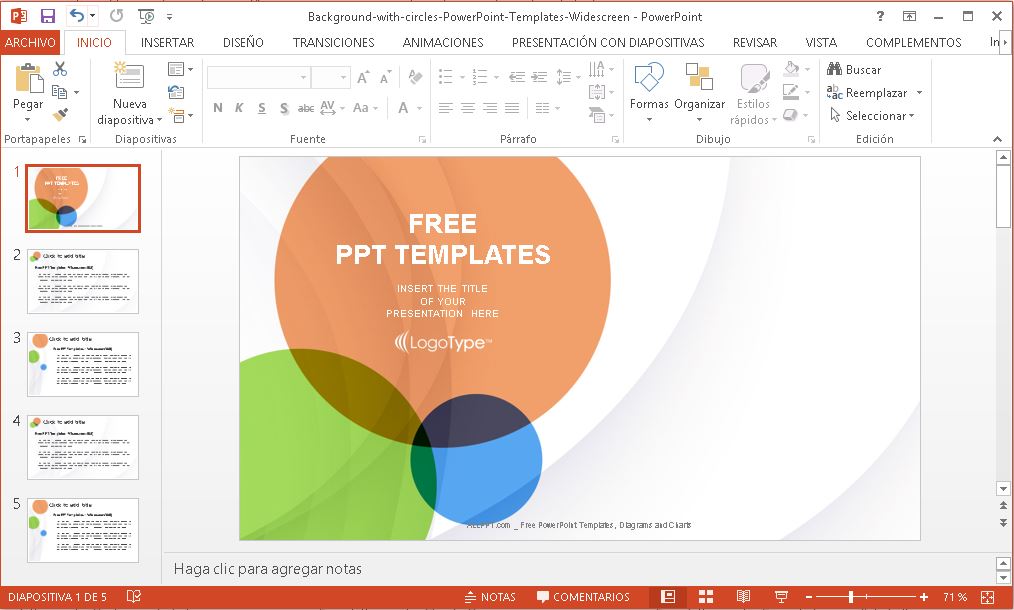 Plantilla power point fondo con círculos.