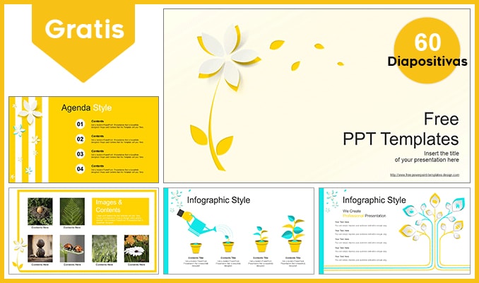 Plantilla para Power Point de flores amarillas.