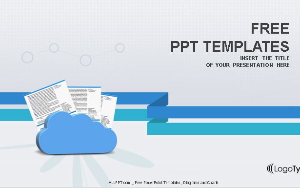 Plantilla Nubes con documentos para Powerpoint.