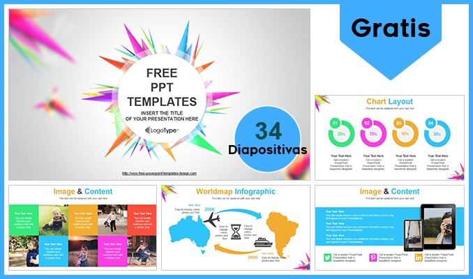 Plantilla triangulos de colores para PowerPoint