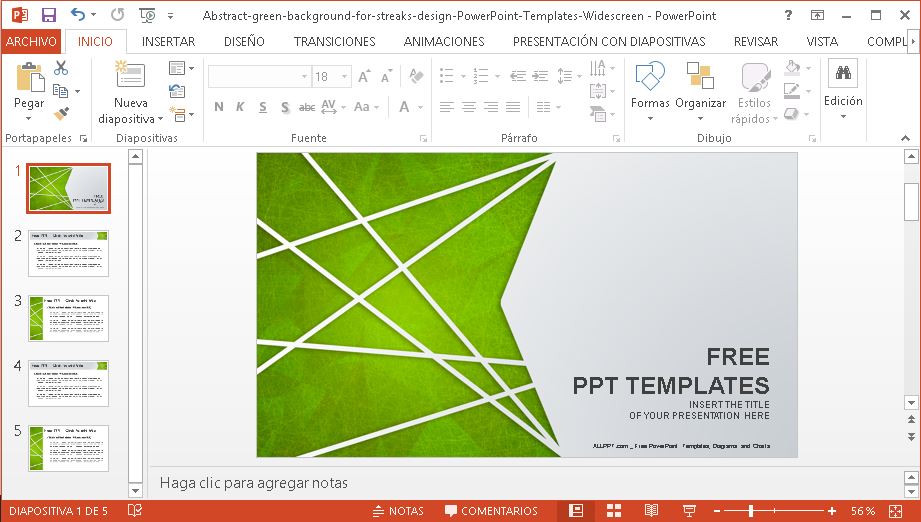 Plantilla PowerPoint fondo verde abstracto - Plantillas gratis