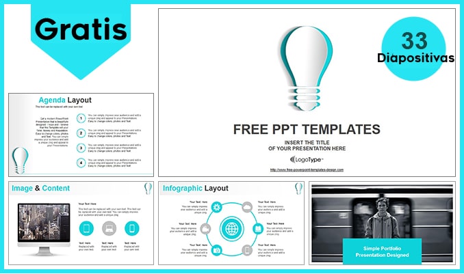 Plantilla de bombillas de idea para power point.
