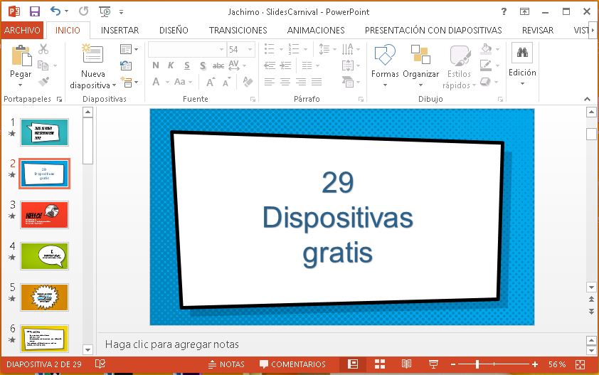Plantilla power point estilo comic.