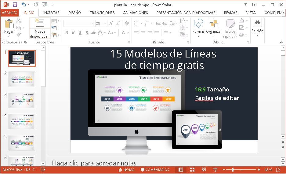 gloria diámetro Embutido Líneas de Tiempo para PowerPoint - Plantillas ppt gratis