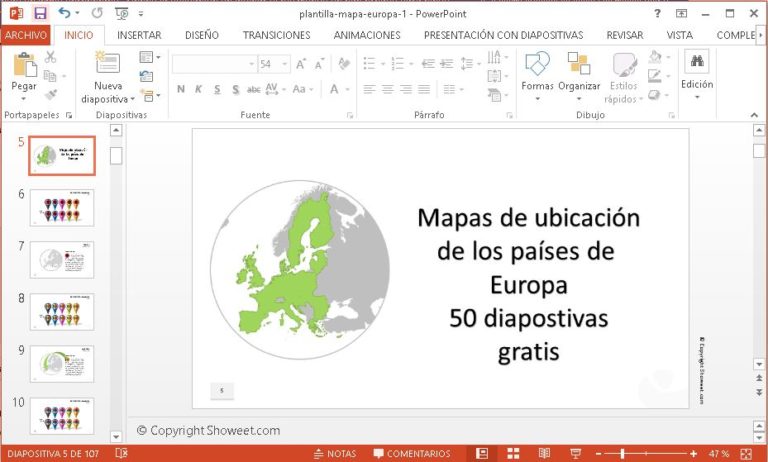 Plantilla mapas de europa en power point gratis.