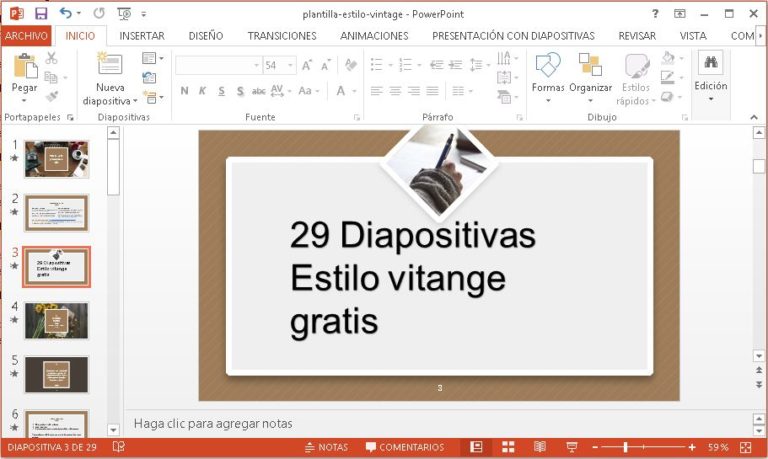 Plantilla con marco Marrón para Powerpoint gratis