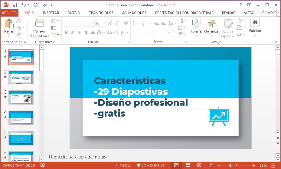 Plantilla Powerpoint mensaje corporativo gratis.