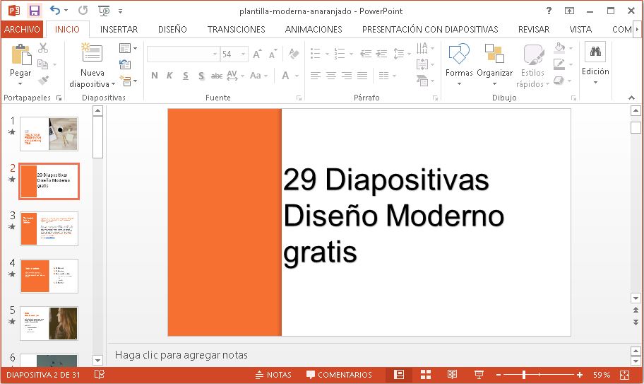 Plantilla moderna de color naranja para power point gratis.