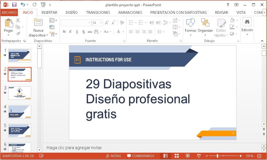 Plantilla para presentar proyecto en Powerpoint gratis.