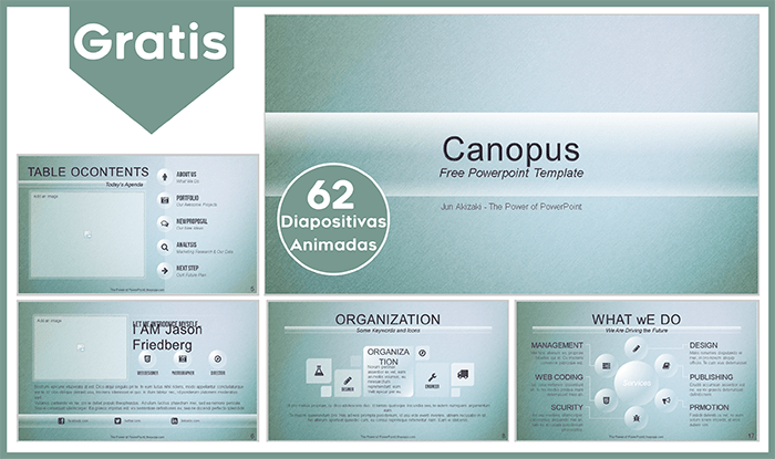 Plantilla animada Canopus para Power point gratis.