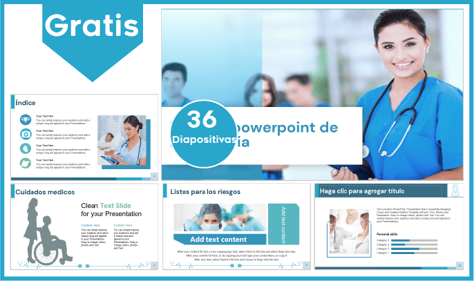 Plantilla Power Point de Enfermería con diseño profesional gratis.