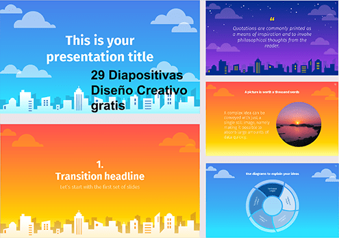 Colorful City Style Power point template free.