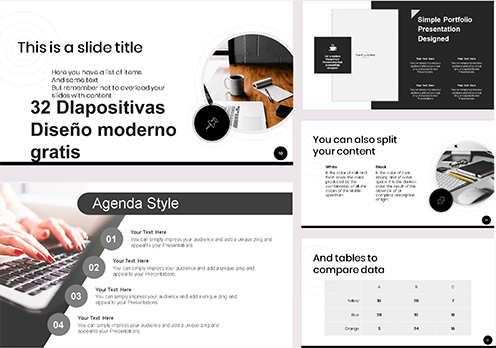 Plantilla color negro con blanco para powerpoint.