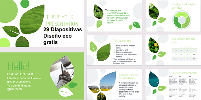 Plantilla power point de hojas verdes gratis.