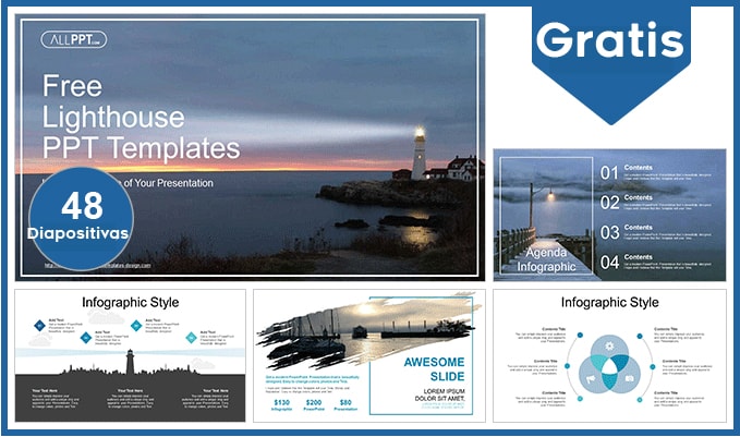 Lighthouse Landscape power point template free.