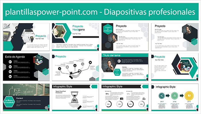 Power point template free with hexagon style.