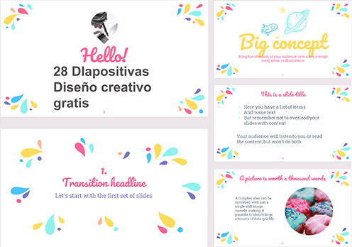 Plantilla gotas de colores para powerpoint gratis.