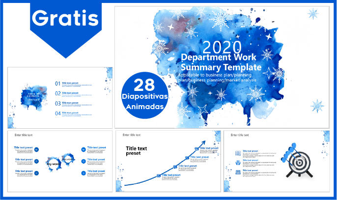 Plantilla power point estilo acuarela azul gratis.