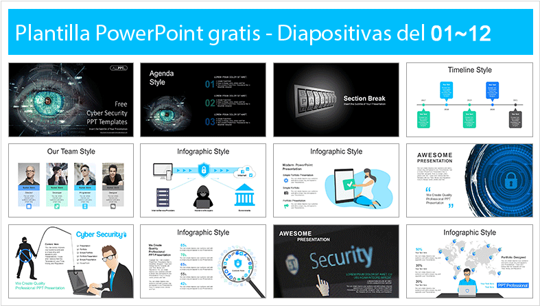 plantilla power point para seguridad cibernética para descargar gratis.