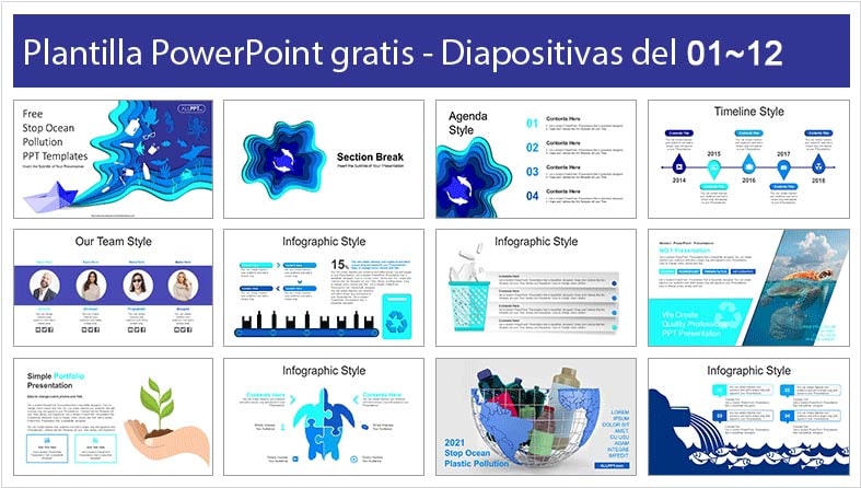 Plantilla de contaminacion del mar en powerpoint.