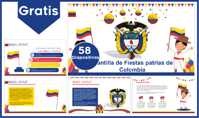 Plantilla power point de fiestas patrias de colombia para descargar gratis y fondos de la independencia.
