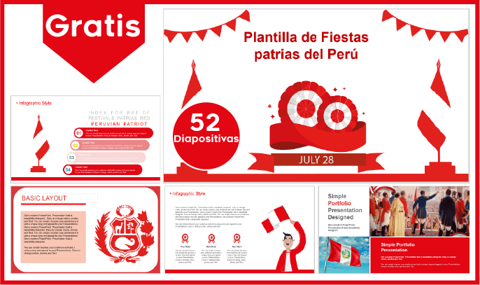 Plantilla powerpoint de fiestas patrias del Perú para descargar gratis.