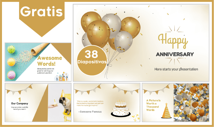 Plantilla PowerPoint De Feliz Aniversario Para Descargar.