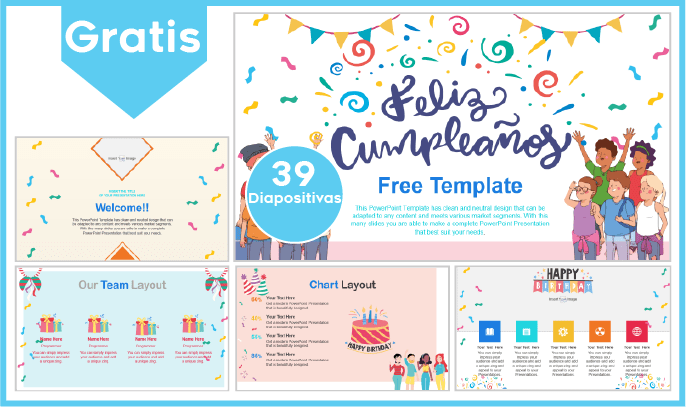 Plantilla PowerPoint De Feliz Cumpleaños Jóvenes Para Descargar.