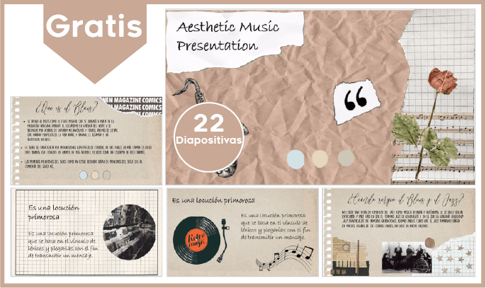 Plantilla power point Aesthetic de música para descargar gratis.