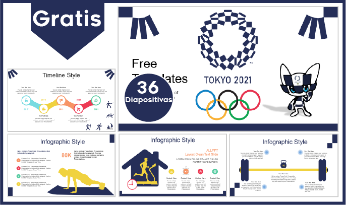 Plantilla PowerPoint de las Olimpiadas de Tokio 2021 para descargar.
