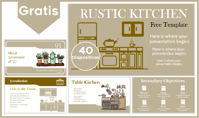 plantilla powerpoint de cocina rustica powerpoint para descargar.