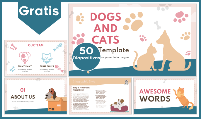 plantilla powerpoint de gatos y perros para descargar.