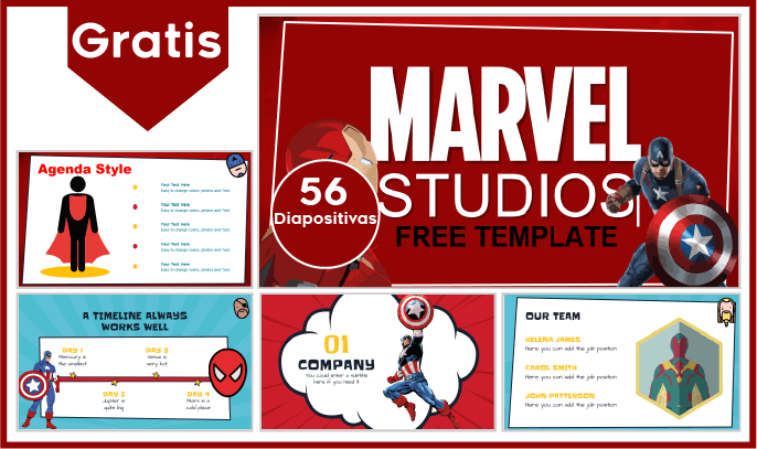 plantilla PowerPoint de Marvel para descargar.