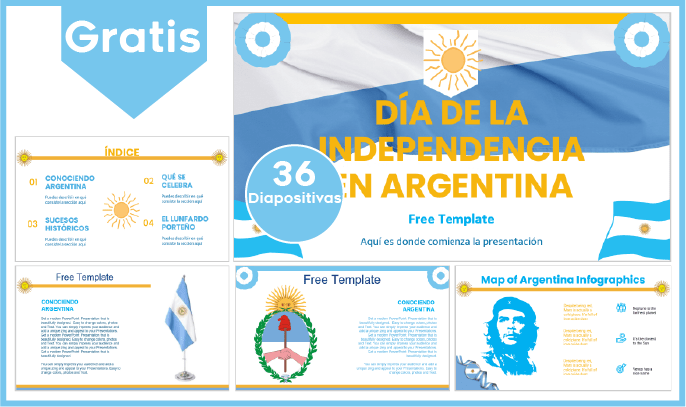 Plantilla PowerPoint de la independencia de Argentina gratis.