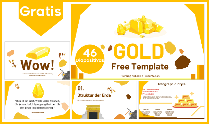 Plantilla powerpoint del oro gratis ppt.