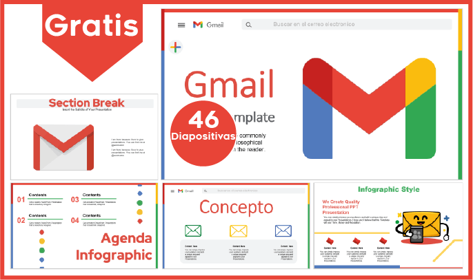 plantilla PowerPoint estilo Gmail gratis.