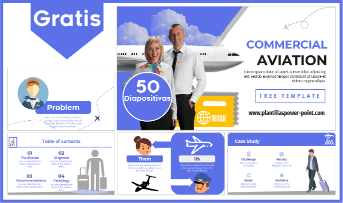 Plantilla de Aviación Comercial gratis para PowerPoint.