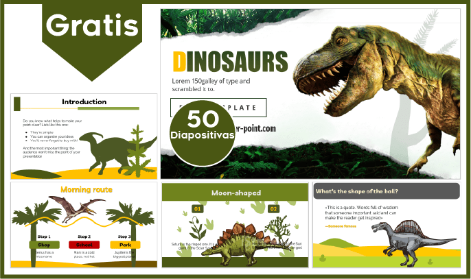 Plantilla de Dinosaurio gratis para PowerPoint.
