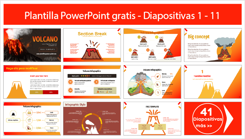 Plantilla de Volcán para descargar gratis en PowerPoint.