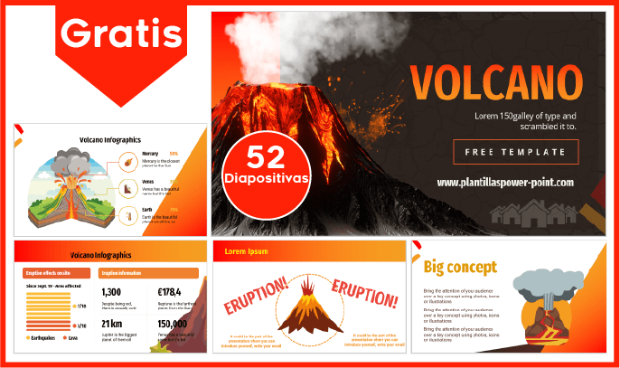 Plantilla de Volcán gratis para PowerPoint.