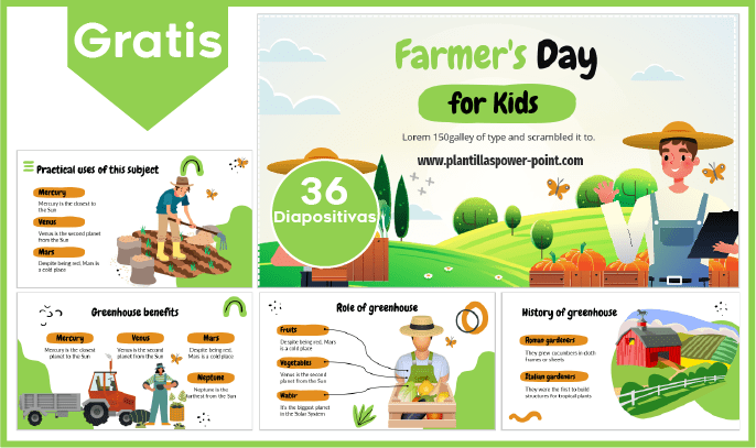 Plantilla del Día del Campesino para niños gratis para PowerPoint.