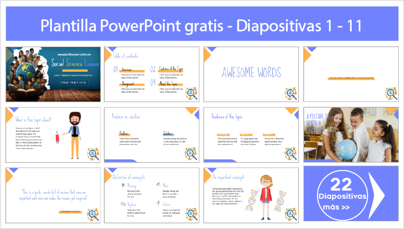Plantilla de clases de Ciencias Sociales para descargar gratis en PowerPoint.