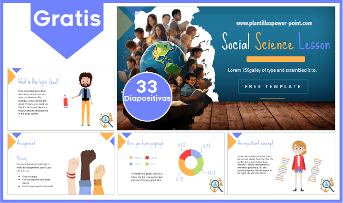 Plantilla de clases de Ciencias Sociales gratis para PowerPoint.